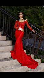Elegantes rotes Meerjungfrau-Ballkleid, rotes Abendkleid Y5694