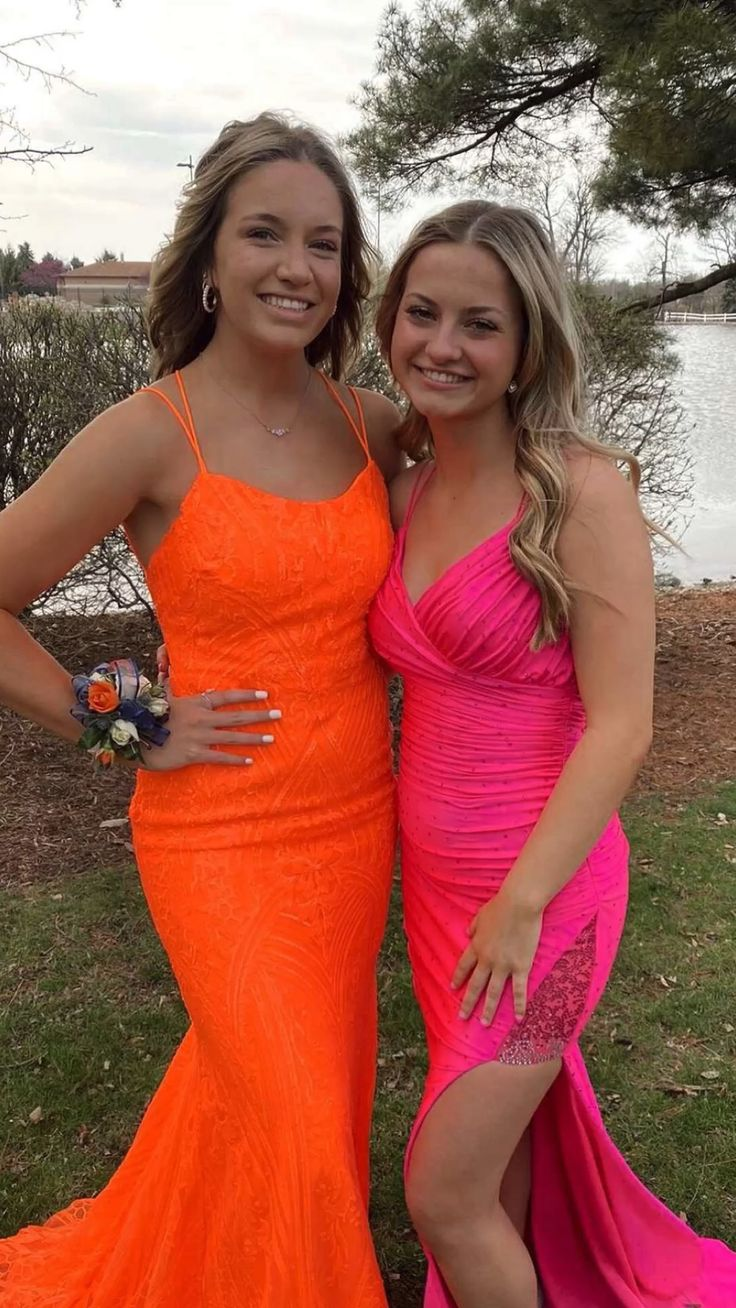 Elegante vestido de fiesta de sirena naranja, vestido de noche chic Y5402
