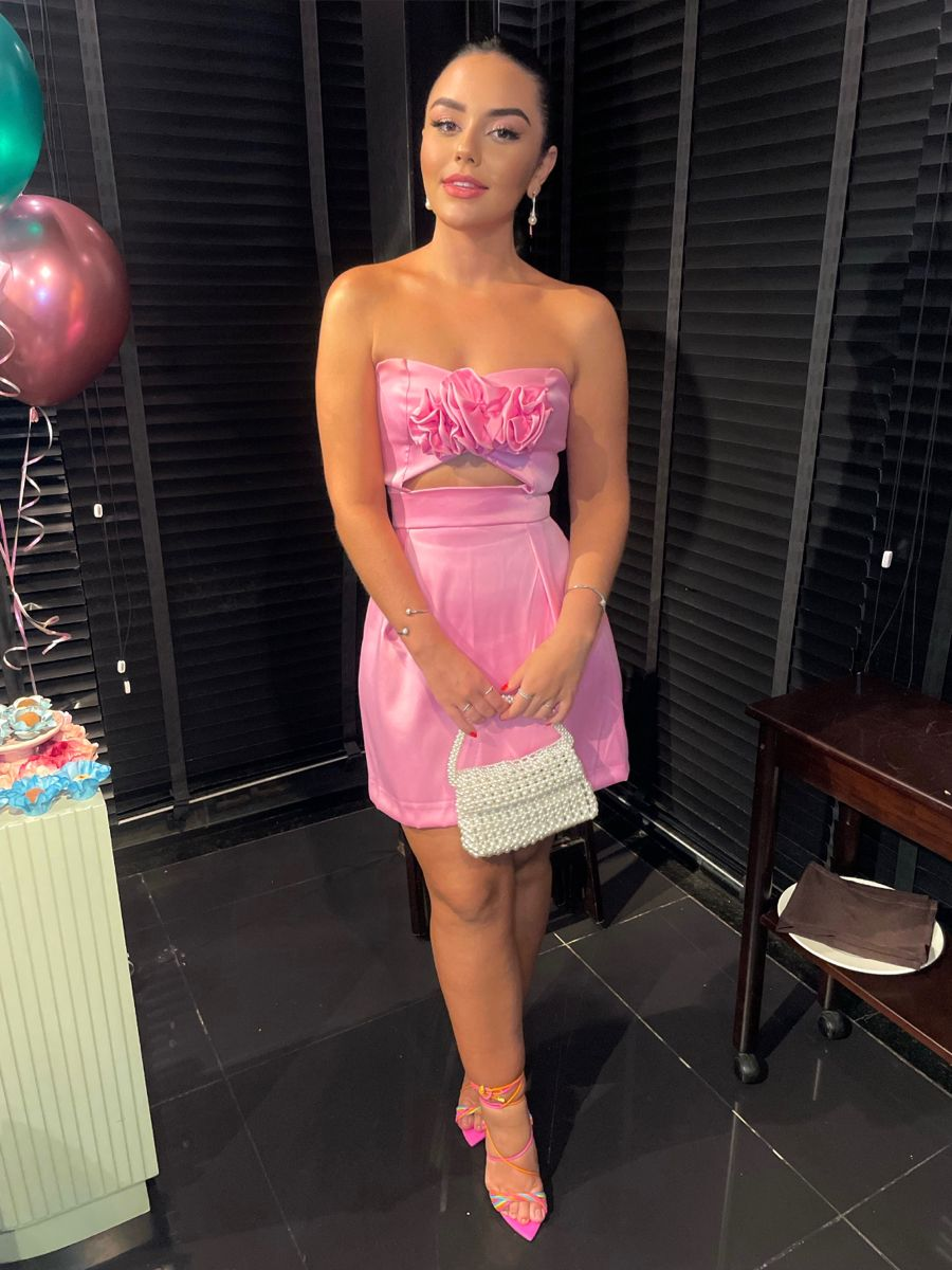 Trägerloses Rosa Homecoming-Kleid. Schickes Rosa Partykleid Y2138