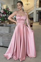 Vestido de dama de honor largo con escote en forma de corazón, tirantes finos y fruncido, corte en A, BD110