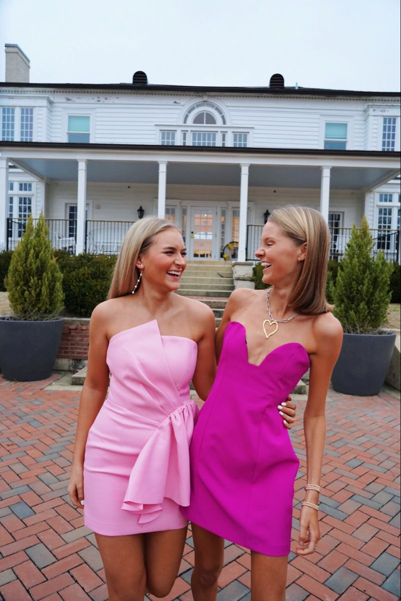 Lindo vestido de fiesta sin tirantes, vestido rosa de fiesta Y2498
