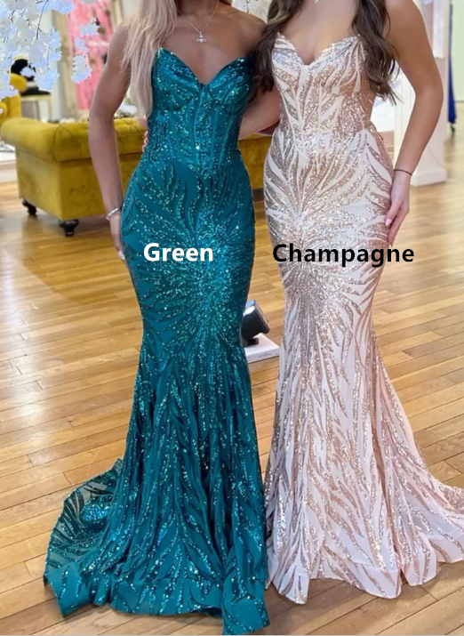 Wunderschöne Spaghettiträger Meerjungfrau Abendkleid Langes Ballkleid Y7886