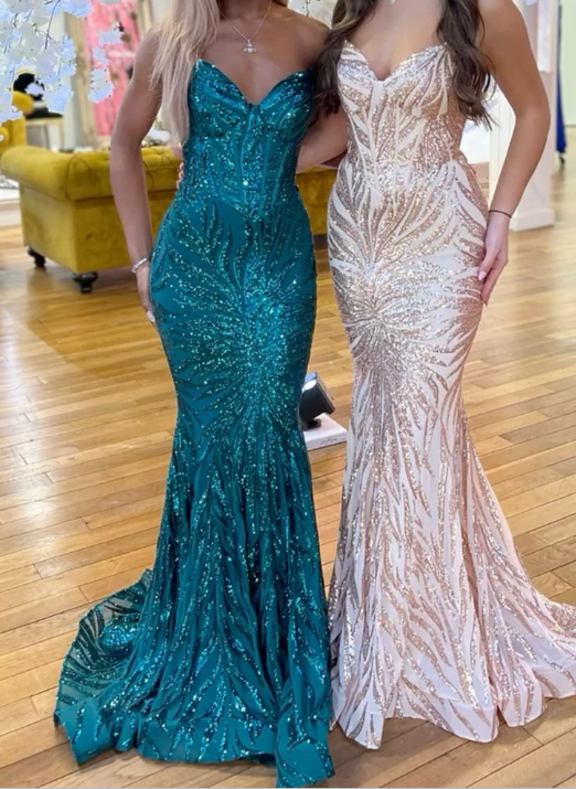 Wunderschöne Spaghettiträger Meerjungfrau Abendkleid Langes Ballkleid Y7886