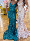 Wunderschöne Spaghettiträger Meerjungfrau Abendkleid Langes Ballkleid Y7886