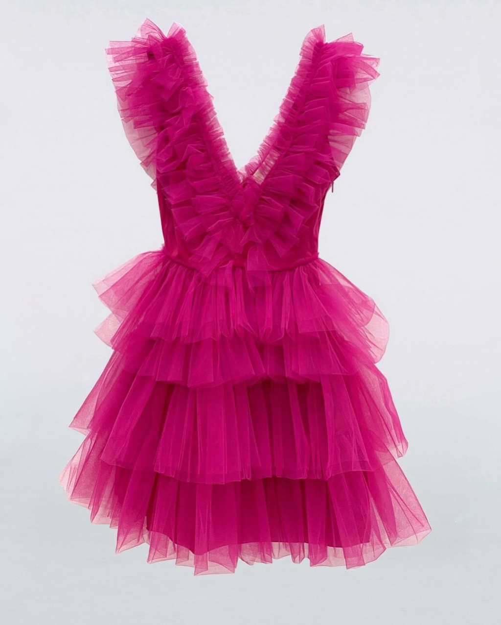 A-Linie V-Ausschnitt Stufenkleid für den Heimkehr, kurzes Tüll-Abschlussball-Partykleid Y2210