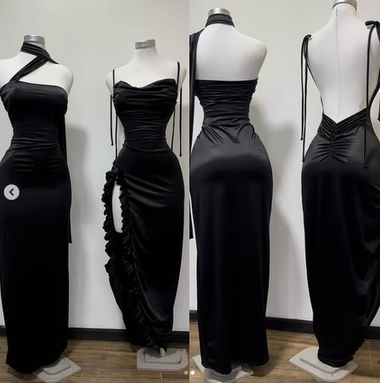 Vestido de fiesta negro sexy con corte tubo, vestido de noche Y8270