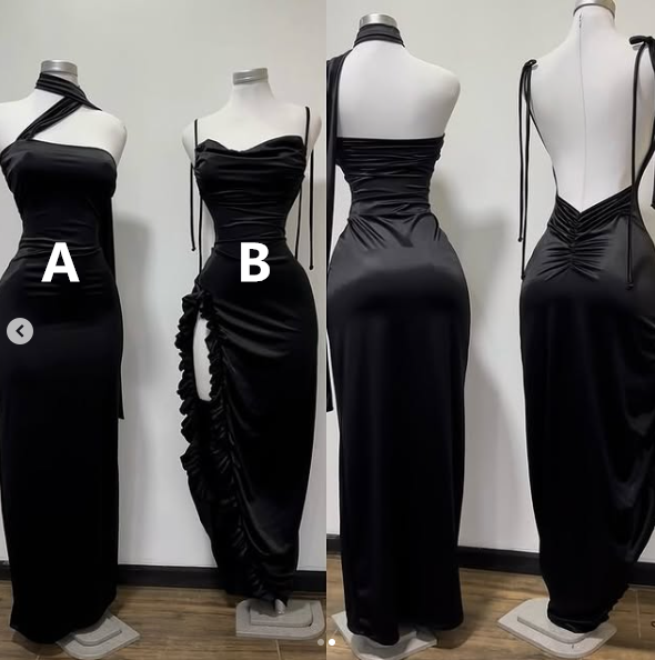 Vestido de fiesta negro sexy con corte tubo, vestido de noche Y8270