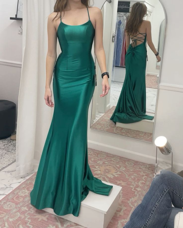 Vestido de fiesta elegante de sirena verde Vestido de noche verde Y7358