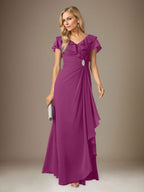 Vestido de gasa fruncido con escote en V y corte A de Stormy