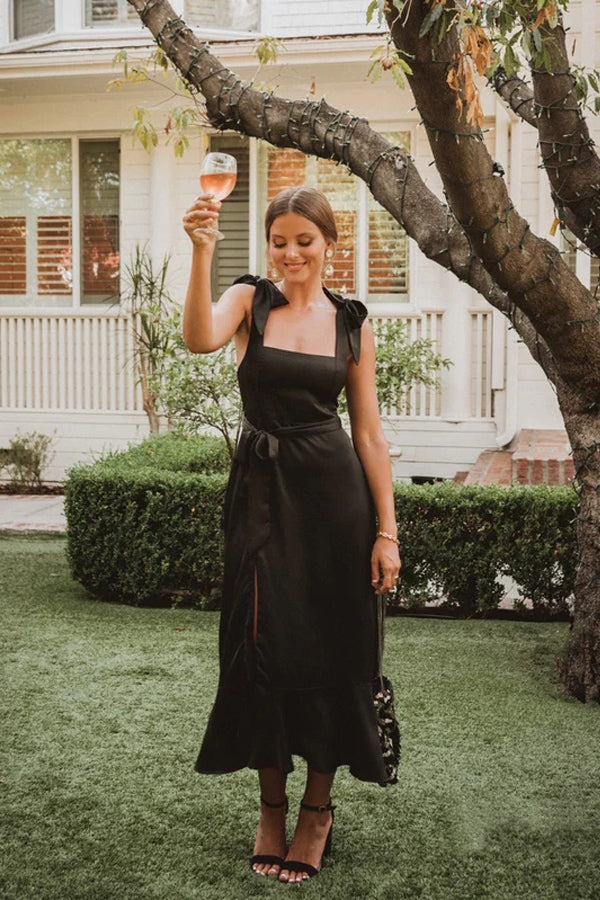 Impresionantes vestidos de dama de honor de corte A con escote de tirantes finos BD100