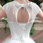 Applqiues Vestido De Noiva Cap Sleeve Wedding Dresses V-neck Vestidos De Novia-payinti