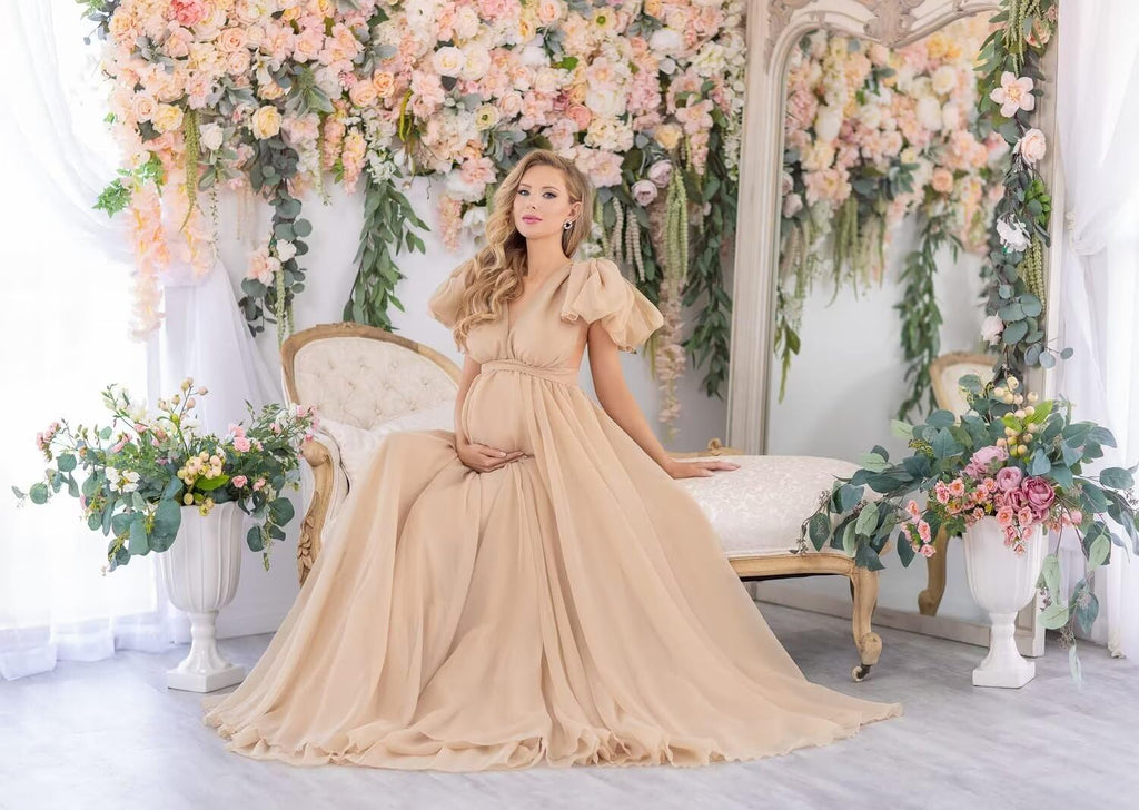 Blue Puffy Tulle Maternity Dresses for Photoshoot SY002