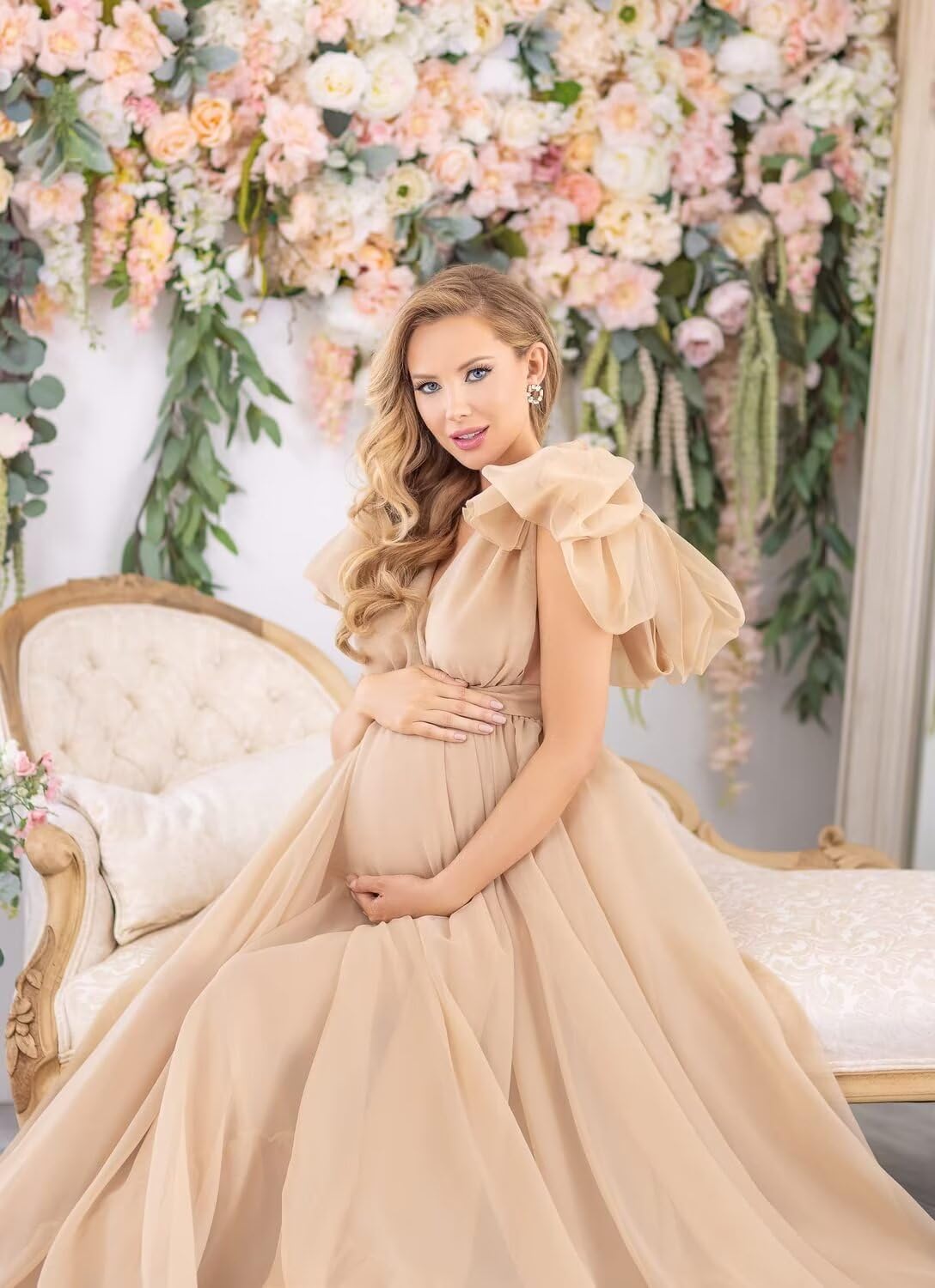 Blue Puffy Tulle Maternity Dresses for Photoshoot SY002