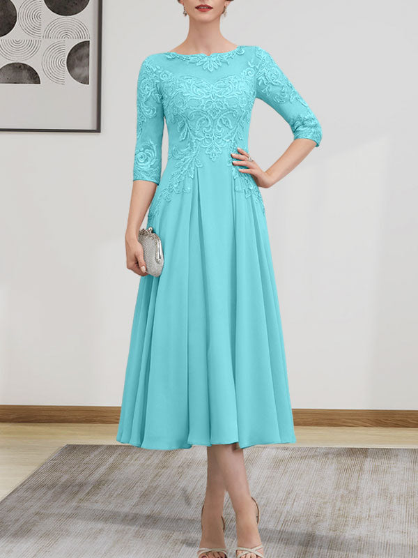 Vestido de gasa con encaje, corte A, ilusión, largo hasta la rodilla, para madre de la novia, con lentejuelas y abalorios