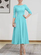 Vestido de gasa con encaje, corte A, ilusión, largo hasta la rodilla, para madre de la novia, con lentejuelas y abalorios