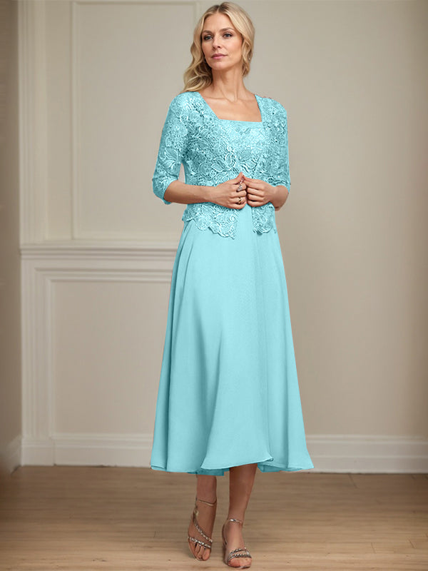 Vestido de gasa con encaje y lentejuelas para madre de la novia, corte A, largo hasta la rodilla