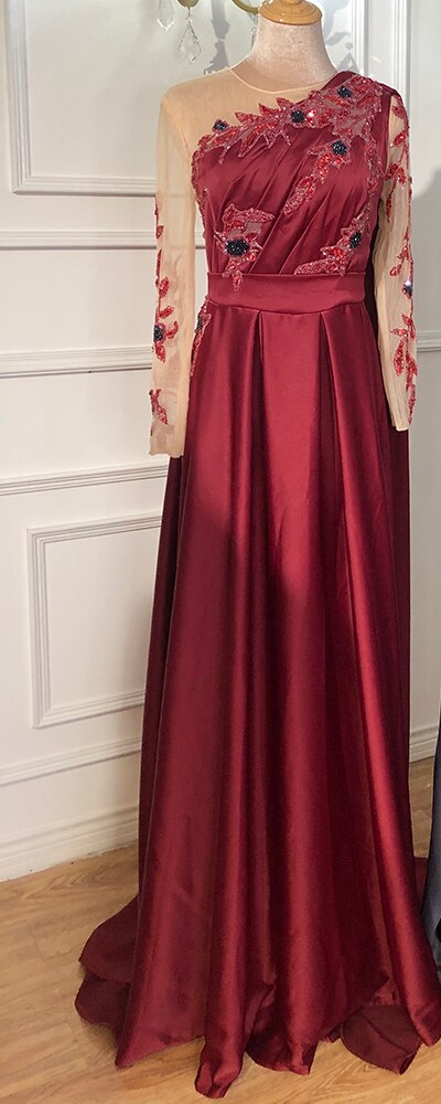 On Sale no return no refund Sale Arabic One Shoulder Olive Green Muslim Evening Dress with Cape Long Sleeves Women Wedding Party Gowns Elegant Plus Size LA70985