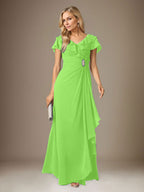 Vestido de gasa fruncido con escote en V y corte A de Stormy