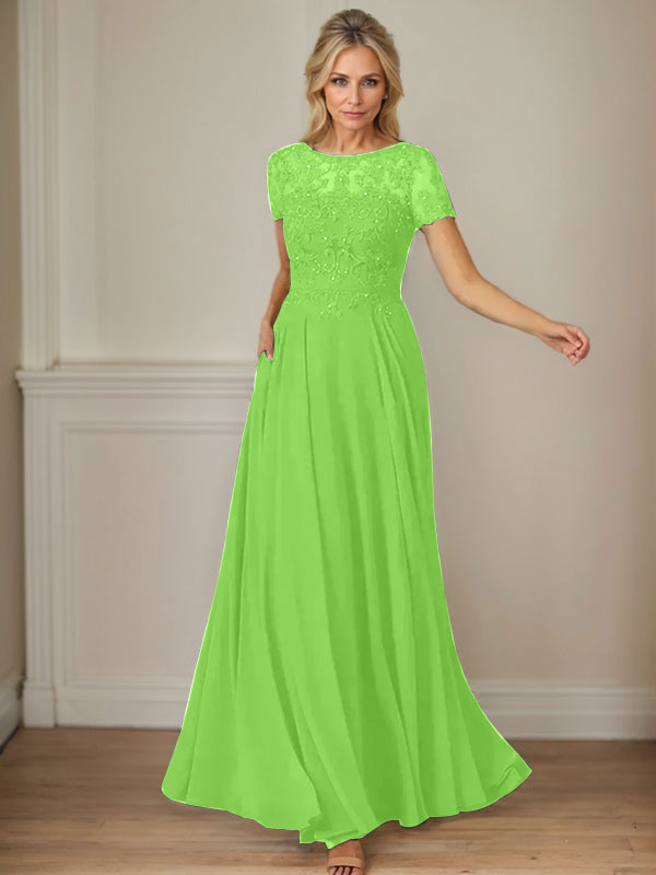 Vestido de gasa azul marino oscuro con escote barco, lentejuelas y corte en A