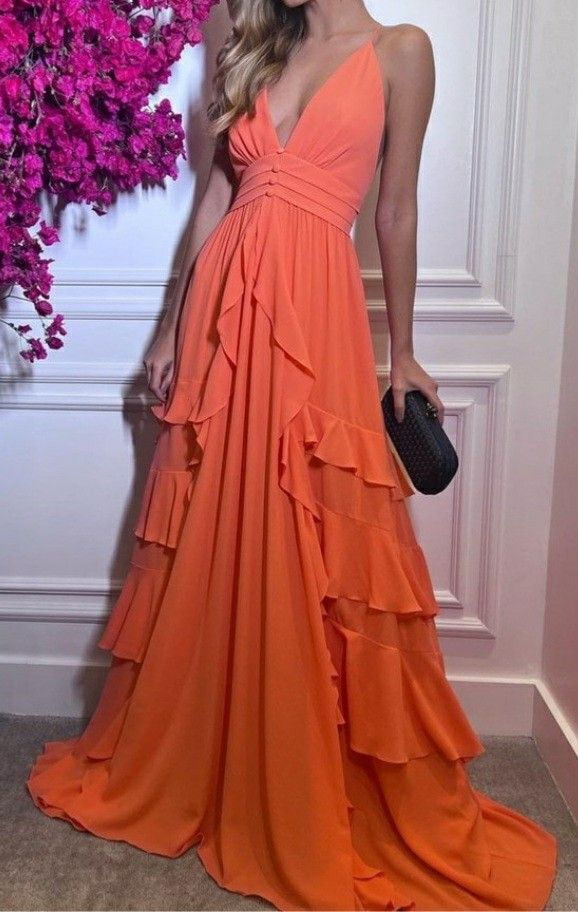 Sexy Abendkleid mit tiefem V-Ausschnitt, Spaghettiträger, ärmellos, rückenfrei, Partykleid, gestuft, plissiert, bodenlang, Y4833
