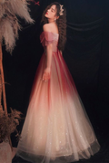 Hermosos vestidos de fiesta largos de tul con lentejuelas, corte A, vestidos de noche degradados Y5850