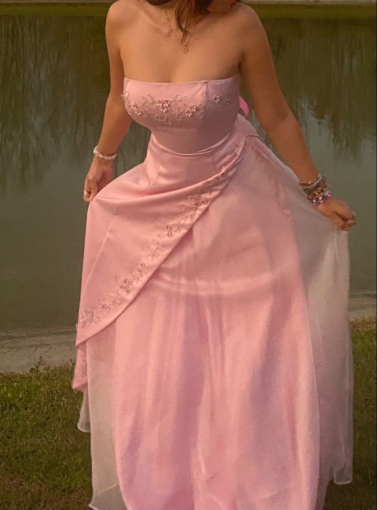 Rosa trägerloses Perlen-Ballkleid Abendkleid Y7743
