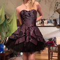 Vintage Trägerloses Satin Tüll Stufen Kurzes Ballkleid Homecoming Kleid Y8106
