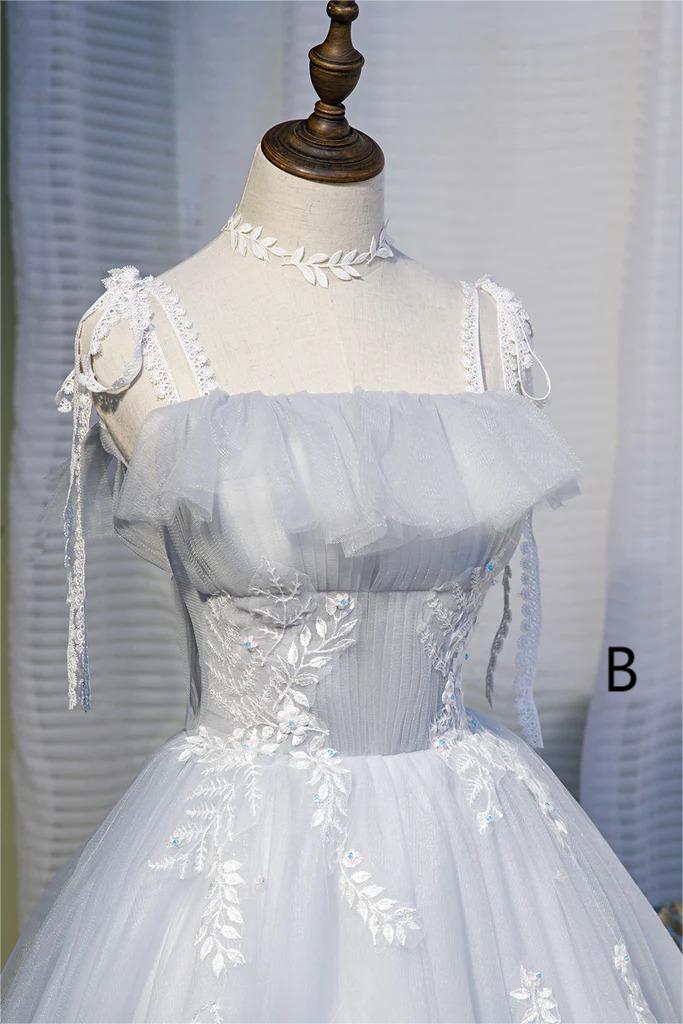 Robe de soirée princesse chic sans manches en tulle avec appliques en dentelle 