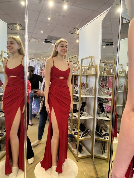 Elegant Sheath Evening Dress With Split Winter Dance Dress Y6389