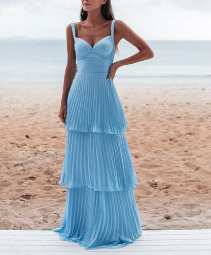 Vestido de fiesta azul encantador, vestido de noche largo Y6363