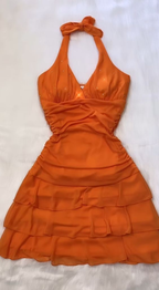 Minivestido naranja de fiesta para el regreso a casa Y4185