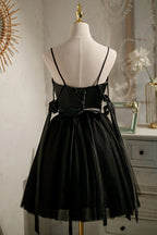 Vestidos de fiesta cortos, negros, sexys, sin mangas y con cuentas