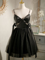 Vestidos de fiesta cortos, negros, sexys, sin mangas y con cuentas