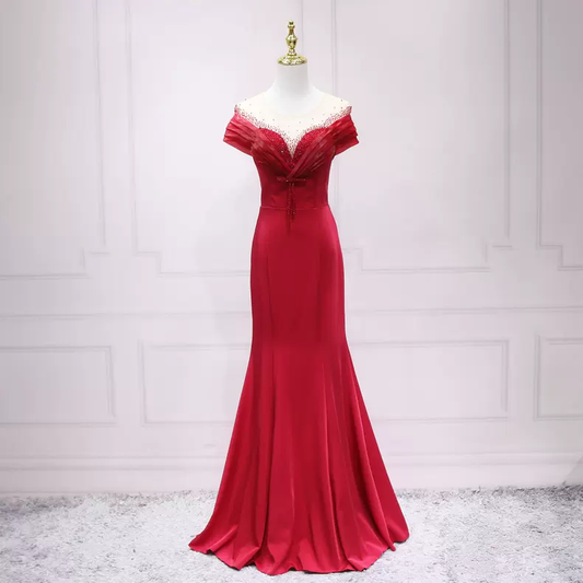 Rotes Meerjungfrau Satin Abendkleid Charmantes Abendkleid s14