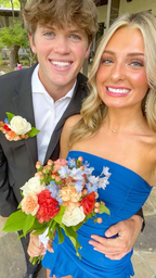Vestido de fiesta azul sin tirantes para regreso a casa, Y7420