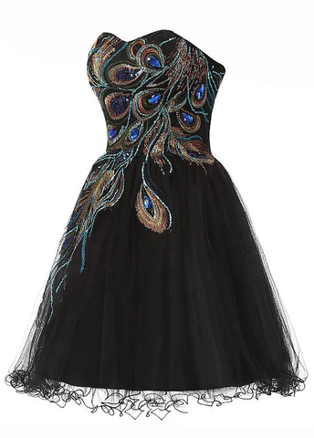 Vestido de cóctel corto elegante de tul satinado con cuentas y escote corazón, corte A, vestido negro para fiesta de bienvenida Y8483