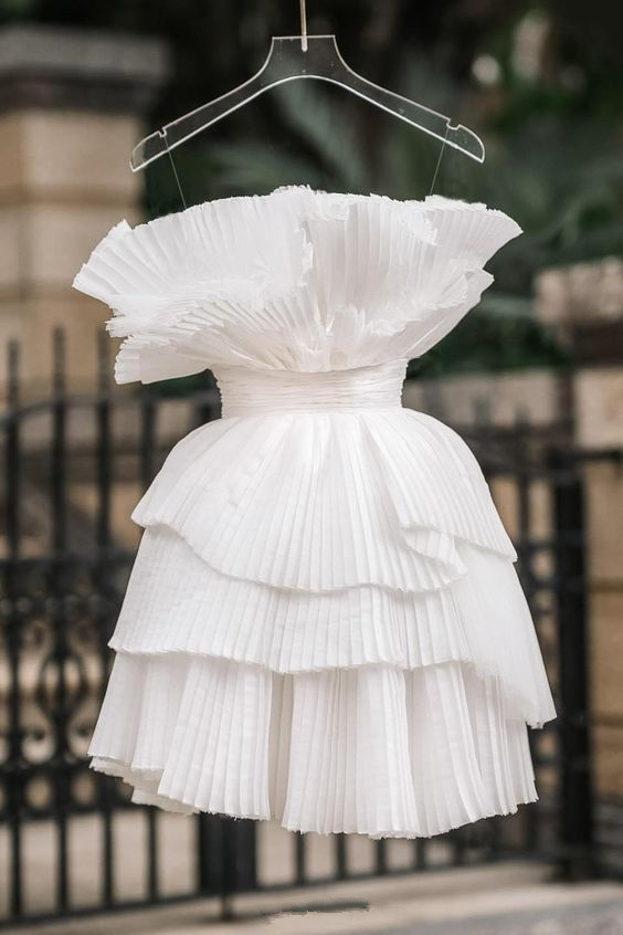 Vestido corto blanco de fiesta para el regreso a casa Y1997