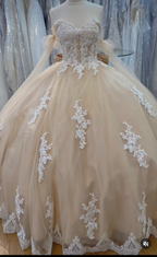 A-Linie Spitze Tüll Ballkleid Sweet 16 Kleid Y4013