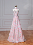 Wunderschönes rosa Pailletten Perlen A-Linie Ballkleid Abendkleid Y8637