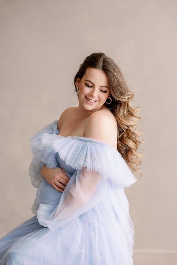 Tulle Baby Shower Light Blue Dress For Mommy SY054