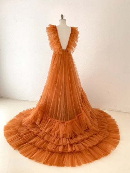 moban-Tulle Robe-Size-S~4XL