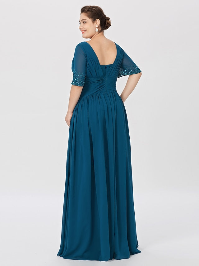 Vestidos para madre de la novia de corte A/princesa, escote cuadrado y largo hasta el suelo