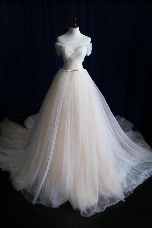 Vestidos de novia con escote en forma de corazón, de tul y lazo, WD200