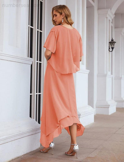 Sunnderly Chiffon Plus Size Mother of Bride Dresses with Jacket Formal Dresses for Wedding SY28073