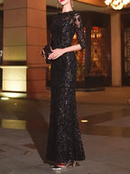 Evening Dress Solid Temperament Prom Dresses Black Elegant Fishtail Long Formal Robe Trumpet Wedding Party Vestidos-payinti