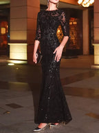 Evening Dress Solid Temperament Prom Dresses Black Elegant Fishtail Long Formal Robe Trumpet Wedding Party Vestidos-payinti