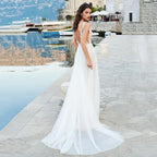 Beach Boho Backless Wedding Dresses Spaghetti Straps Lace Wedding Gowns Side Split V Neck Bride Dress Vestido De Novia-payinti