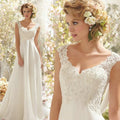 Beach Wedding Dresses Women's Elegant Double Shoulder Mermaid Chiffon Lace Applique Bridal Gowns Sexy Backless Vesido De Noiva-payinti