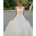 Beautiful Fascinating Sleeveless Mopping Wedding Dresses Lace Appliques Puffy Modern Gorgeous Simple Bridal Ball Gowns New 2023-payinti