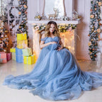 Staubblaues Umstandsfotokleid SY010